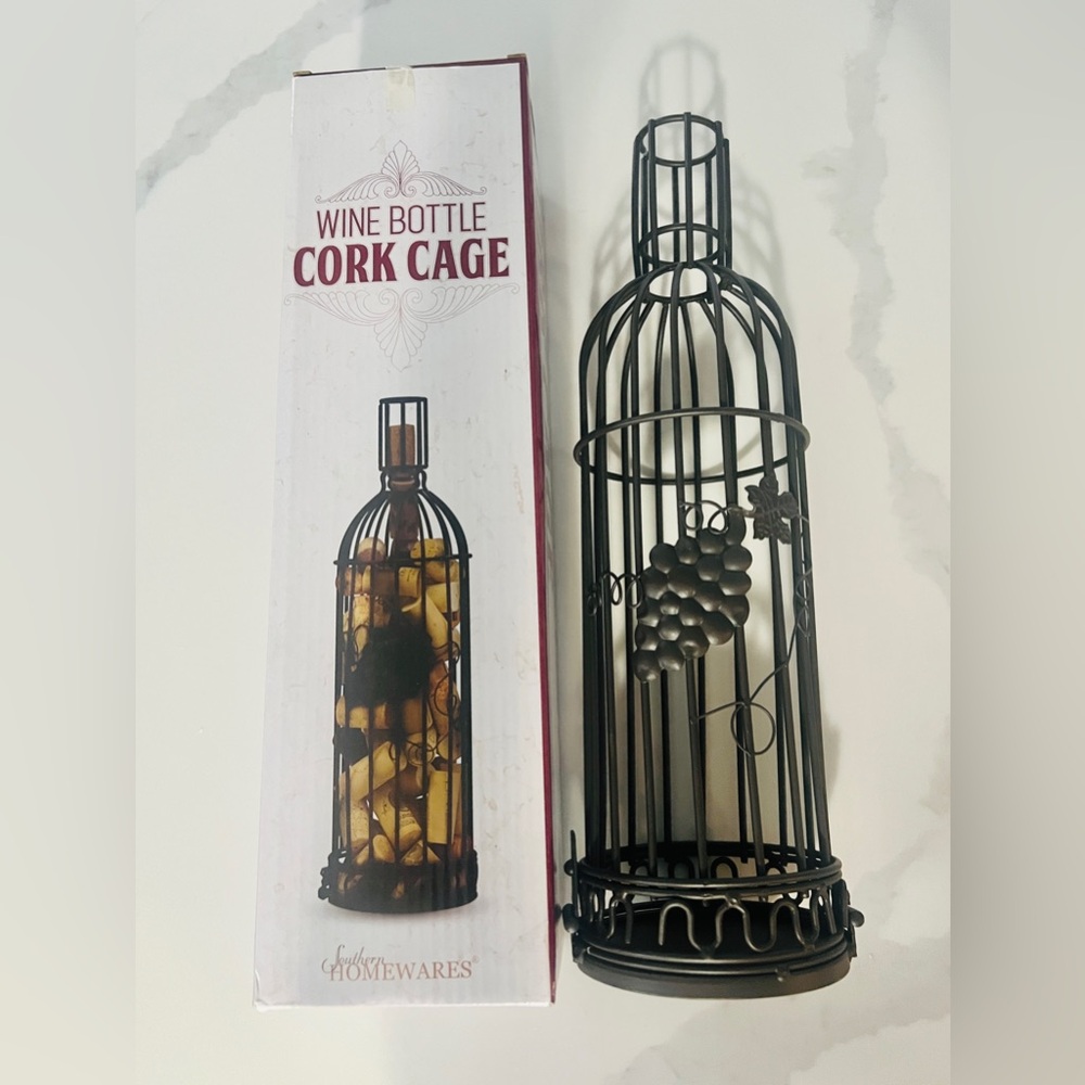 Houseware  Dark Brown Metal Tall Wine Bottle Cork Cage‎